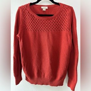 Loft Women’s sweater - cable knit - crew neck - L - burnt orange - GUC
